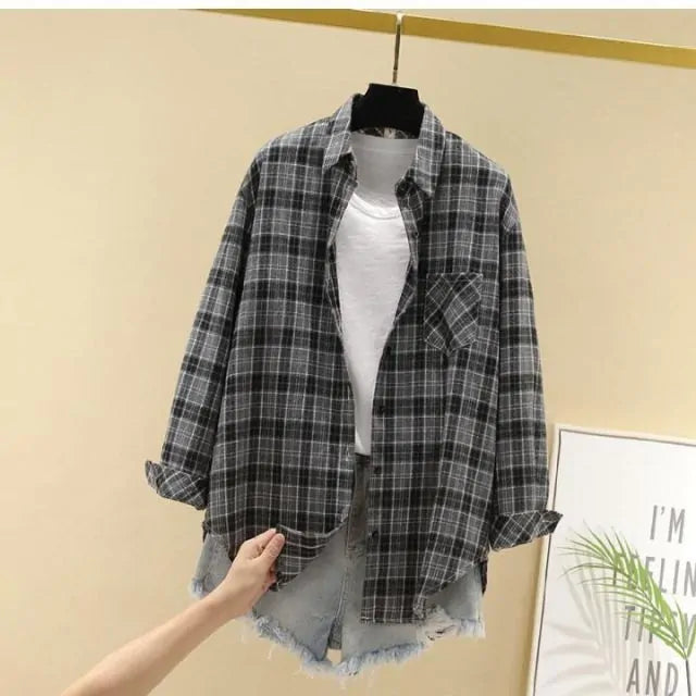 Oversize Plaid Shirt Jacket