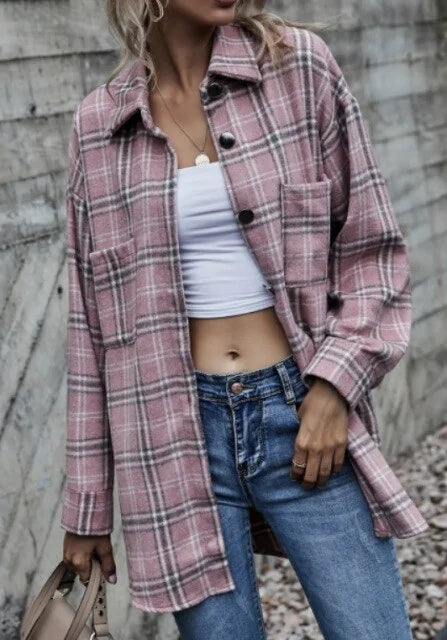 Oversize Plaid Shirt Jacket