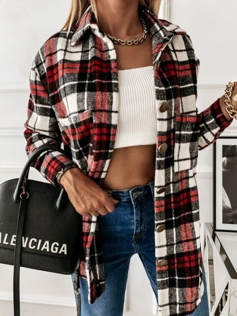 Oversize Plaid Shirt Jacket